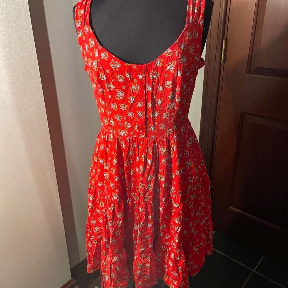 Red flowered dress